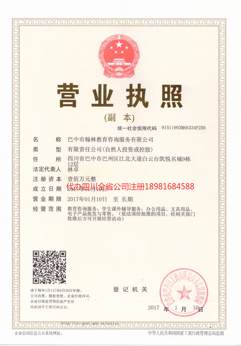 泸县泸县翰林教育咨询服务有限公司